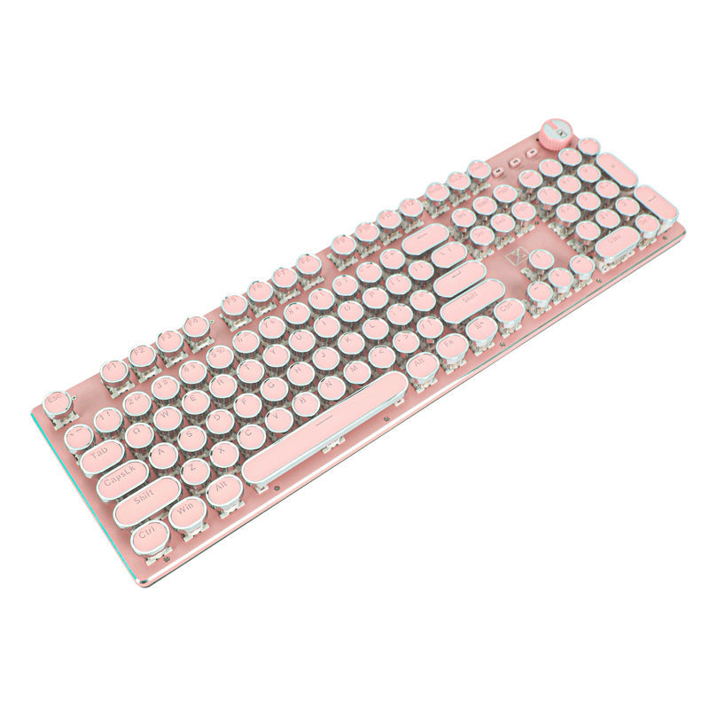 Punk Round Keycap Pink Gaming Mechanical Keyboard