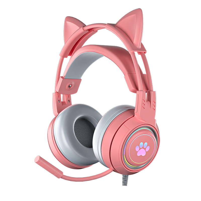 Cute Cat Ears Gaming  Pink Headphones